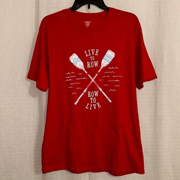 GAP L Clubhouse Modern Red LIVED-IN RODE’ “LIVE TO ROW ROW TO LIVE” Short Sl Tee - Picture 1 of 10